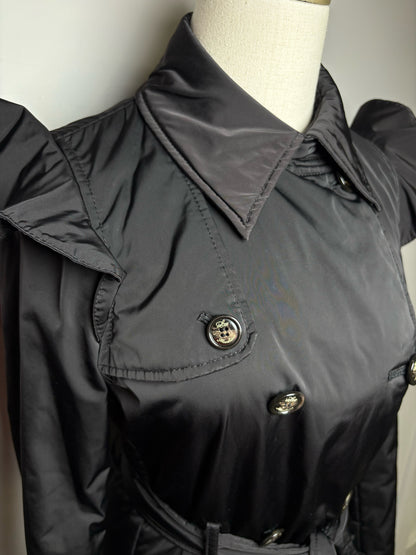 Women's Size 6 Love Moschino Black Double-Breasted Vintage Pre-Owned Rain Coat