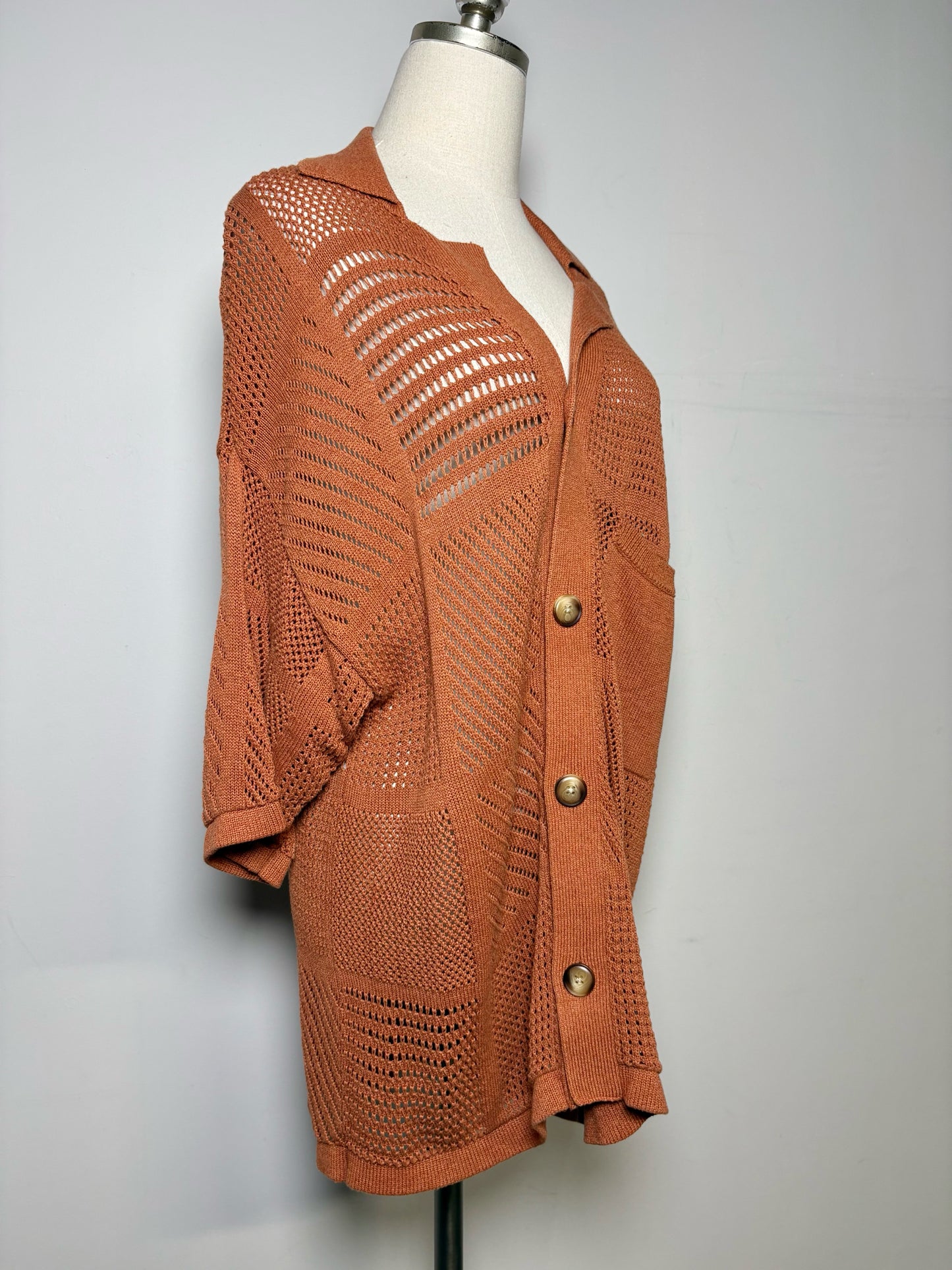 Women Size M Nanushka Rust Orange Knitted Cotton, Paper, Rayon Sweater