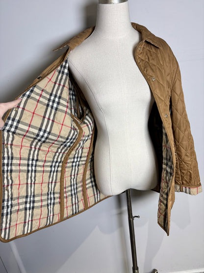 Pre-Owned Burberry Caramel Brown Quilted Women's Polyester Jacket Size L