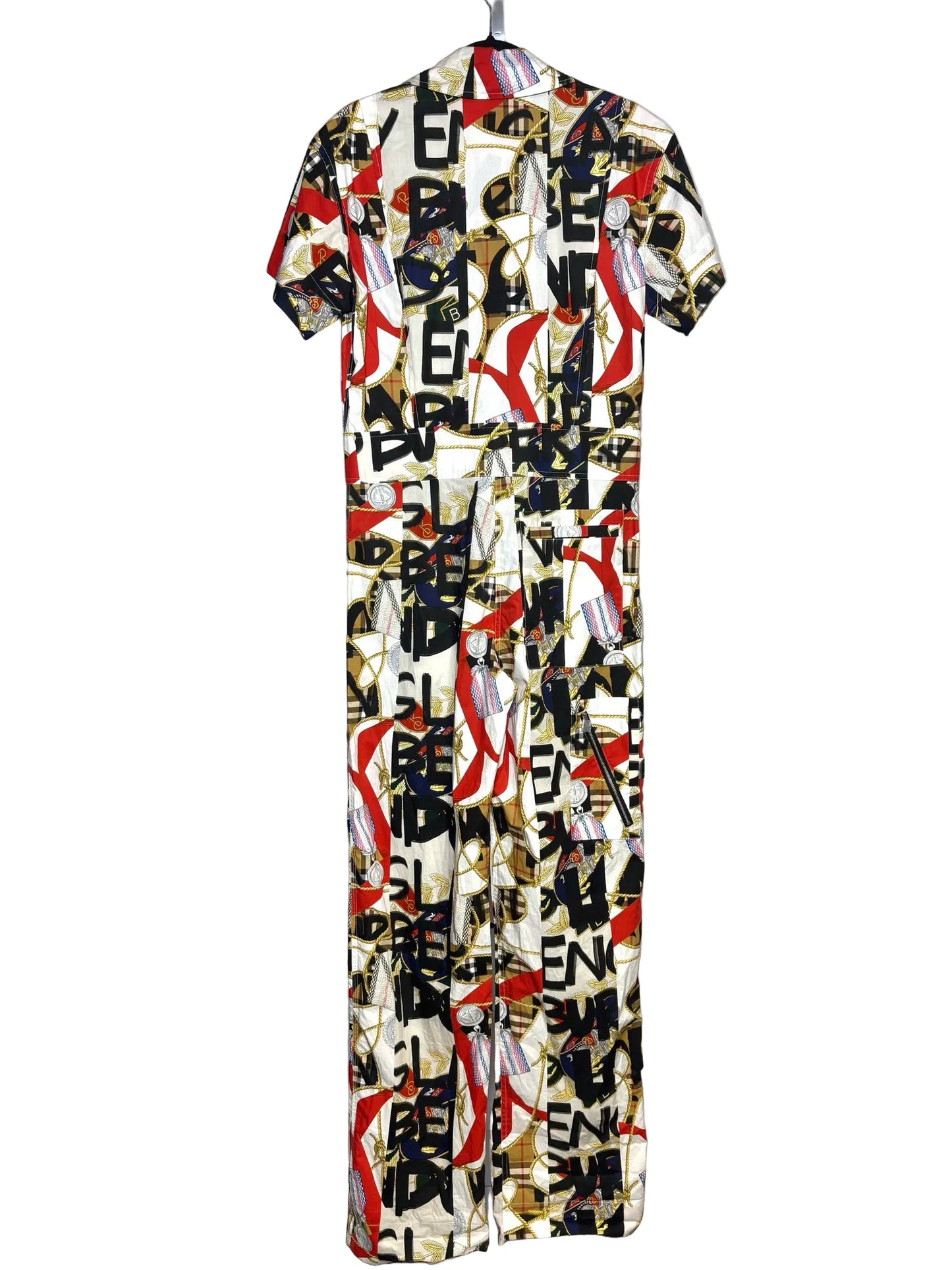 cotton jumpsuit with graffiti print with short sleeves