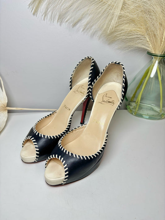 W Shoe Size 11 Christian Louboutin Blue Leather Cowhide Heels