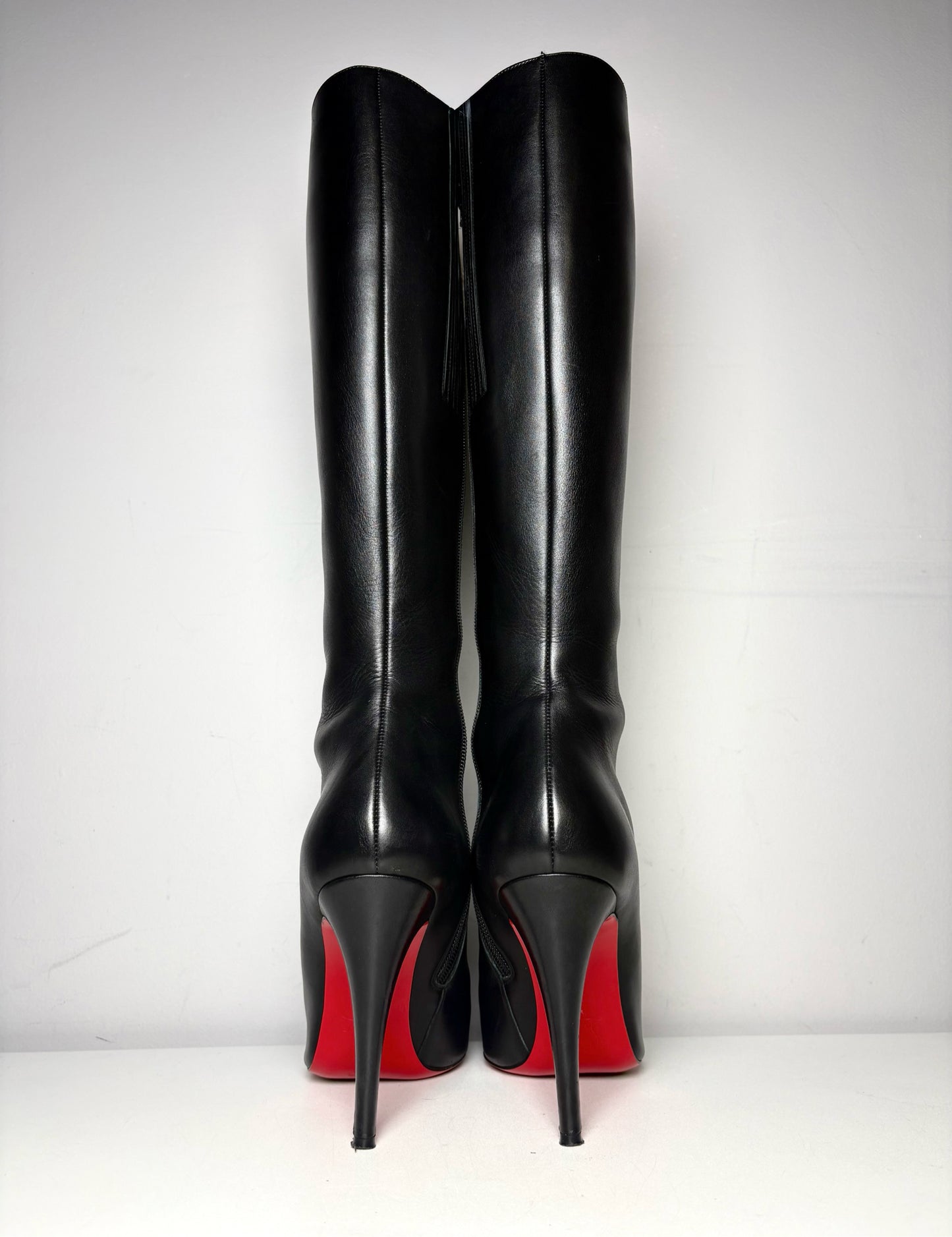 W Shoe Size 40.5 Christian Louboutin Pumppie Black Leather Pre-owned Boots