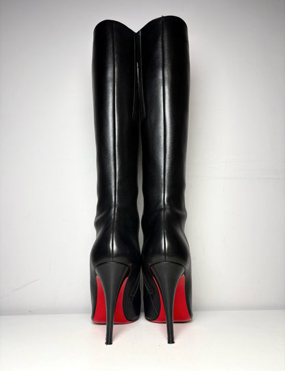 W Shoe Size 40.5 Christian Louboutin Pumppie Black Leather Pre-owned Boots