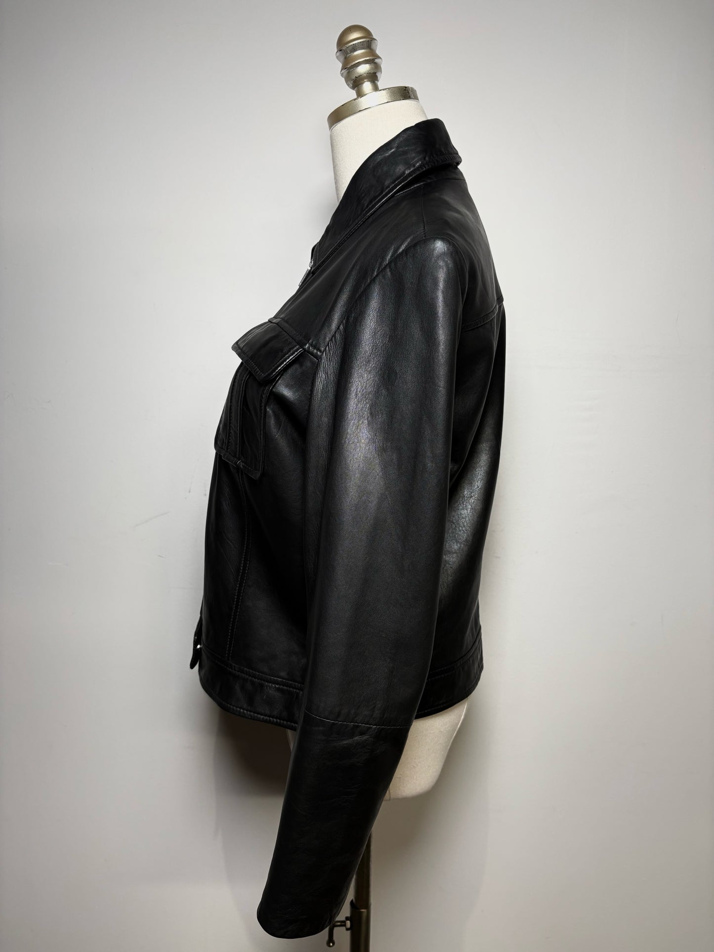Women Size L Bod & Christensen Black Pure Leather Pre-Owned Jacket