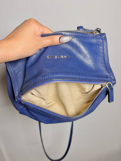 Givenchy "Pandora" Blue Pebble Leather Mini Purse