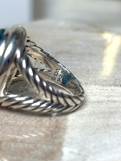 David Yurman Blue Topaz Silver 7 Pre-owned Albion Sterling Silver Ring