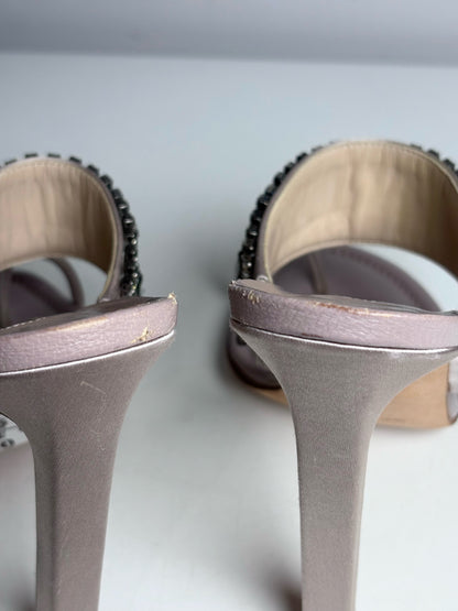 W Shoe Size 38 (7.5 - 8) Manolo Blahnik Skyscan Model Mauve Leather Heels, Pre-owned