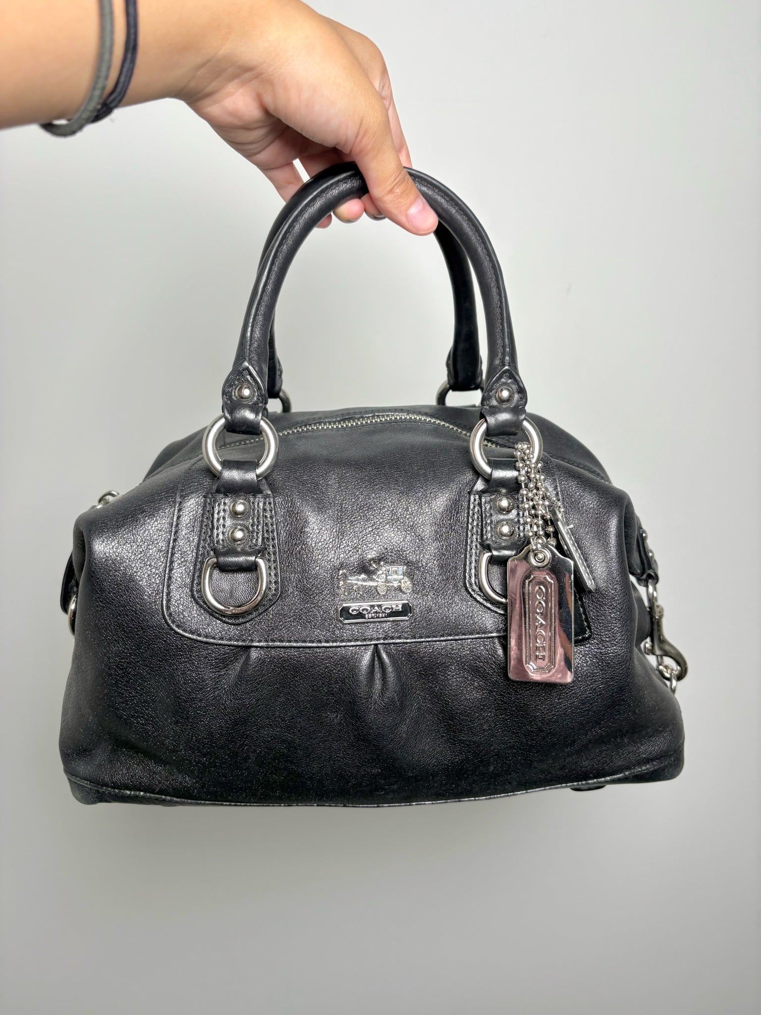 Coach Leather Black Cowhide Madison Sabrina Satchel Y2K Purse