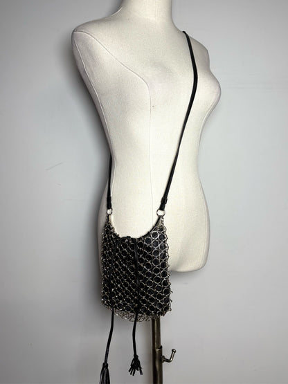 Salvatore Ferragamo Chain Vintage Black Leather Evening Hobo Purse Pre-owned