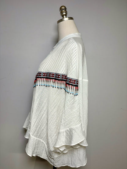 Size 2 (XS/S) Ron David White Solid Women's Pure Cotton Pre-owned Blouse