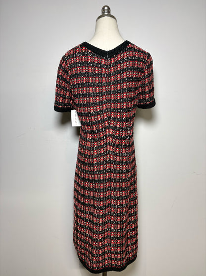 Women's Size 8 St. John Exclusively for Nordstrom Black Red & Khaki Tweed Pre-Owned Dress