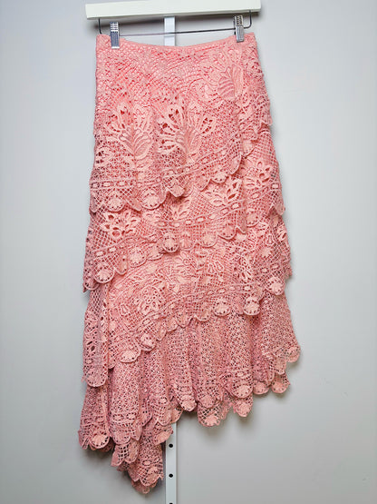 Women Size XL Farm Rio Peach Lace Skirt