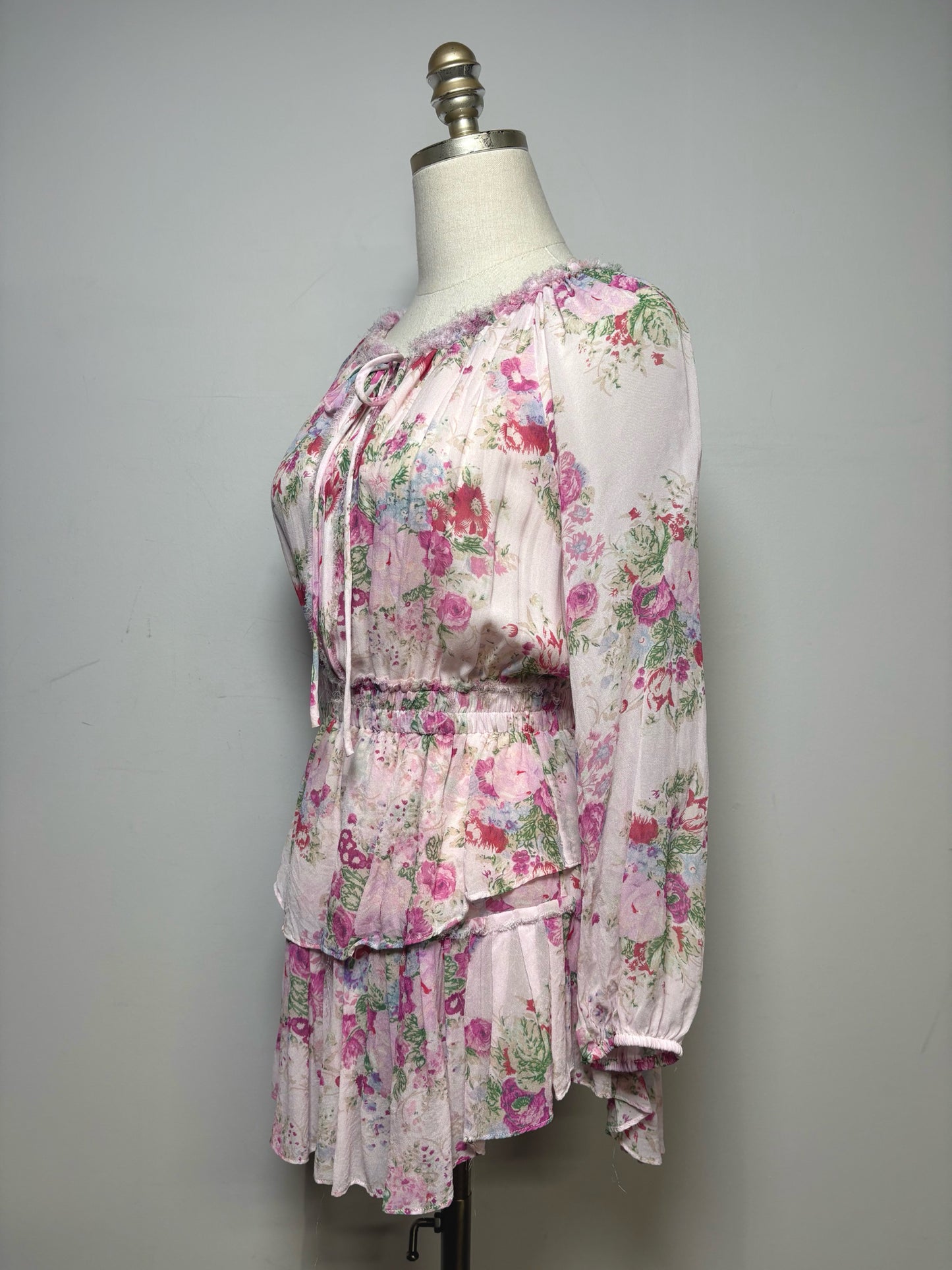 Women Size P LoveShackFancy Pink Floral Mini Dress Pre-owned