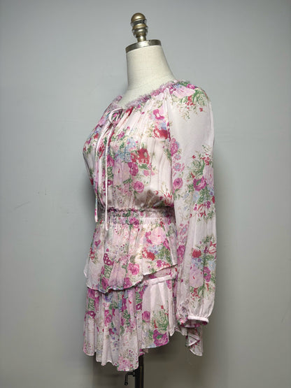Women Size P LoveShackFancy Pink Floral Mini Dress Pre-owned