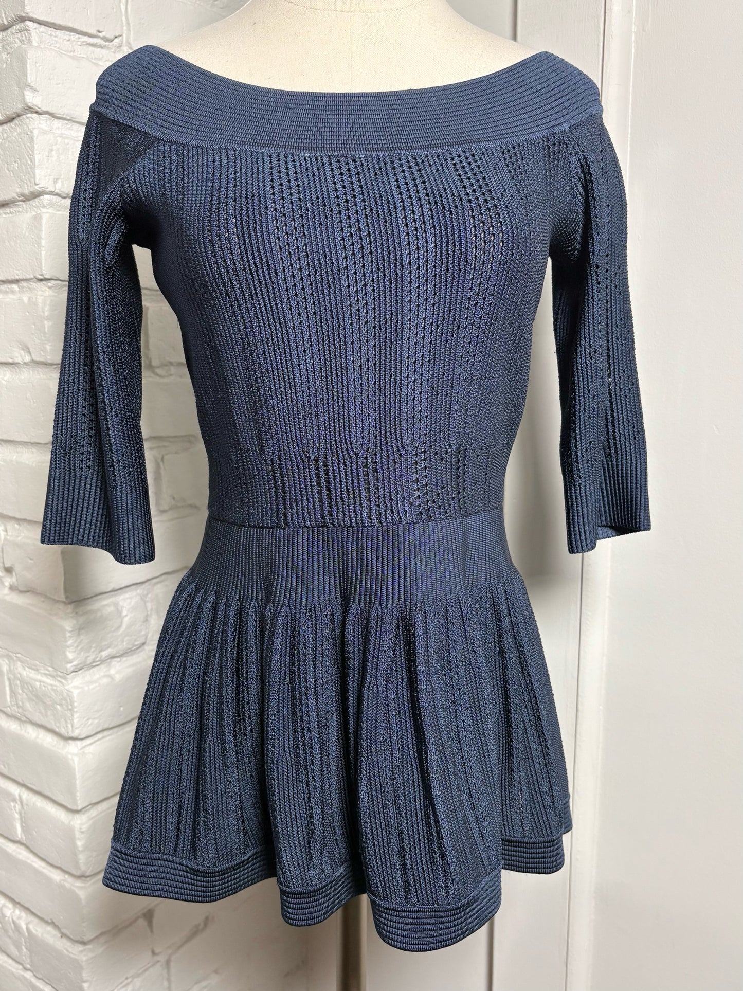 Women Size M Herve Leger Paris Navy Knitted Top