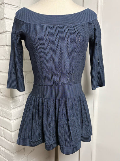 Women Size M Herve Leger Paris Navy Knitted Top