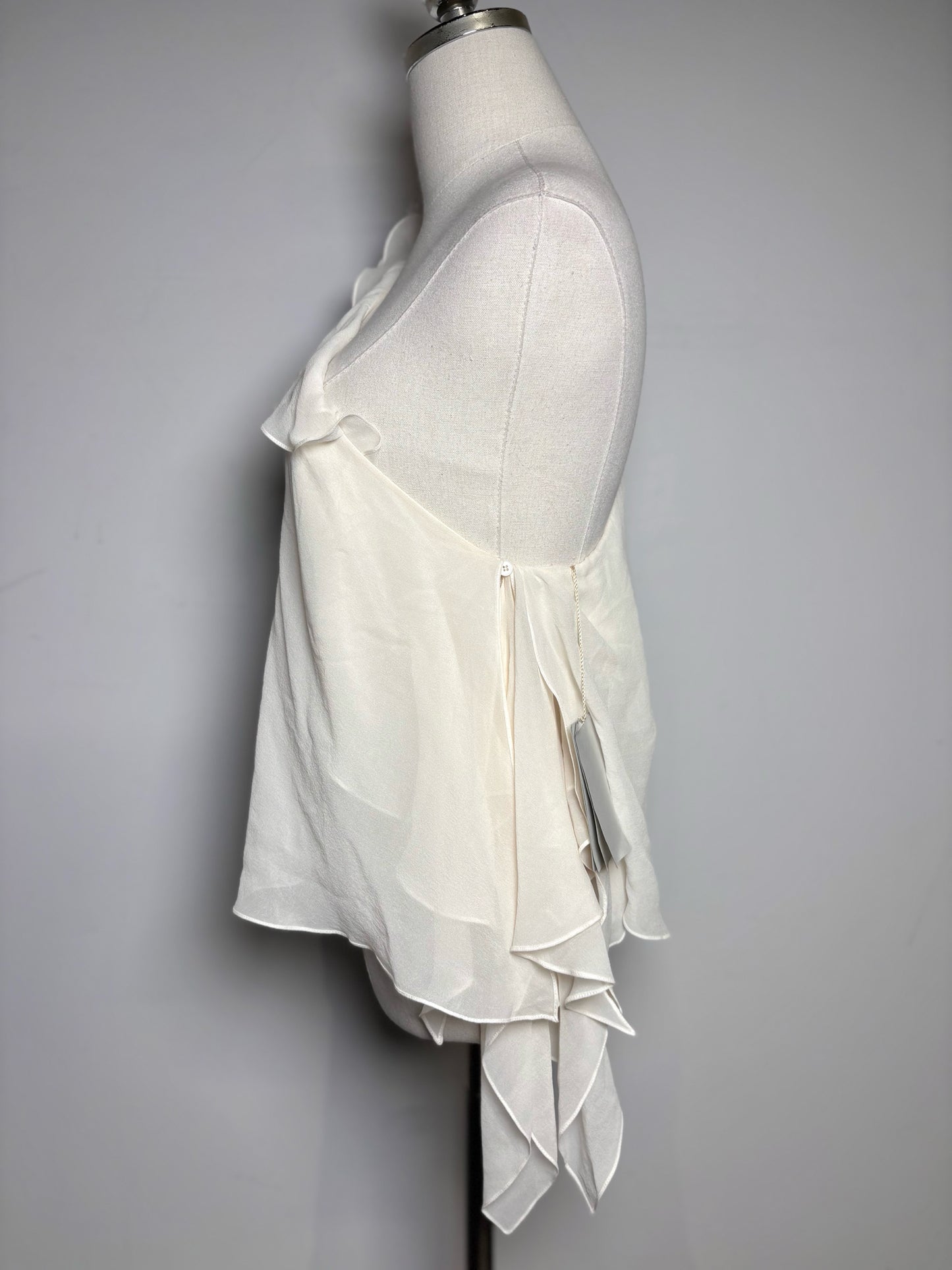 Women Size 10 Emilio Pucci Ivory One-shoulder Ruffled High Neck NWT Top