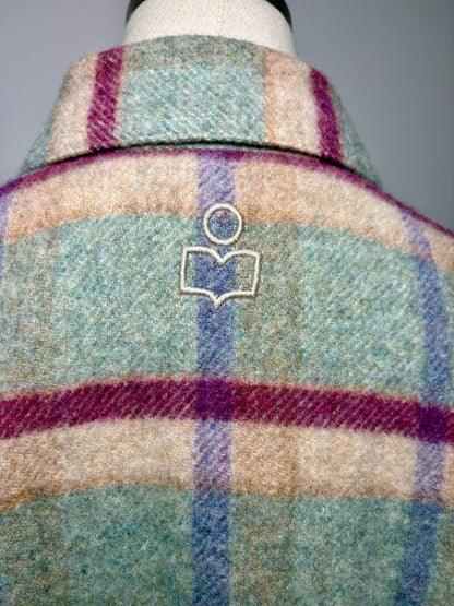 Women Size 38 Etoile Isabel Marant Faxon Mint Purple Plaid Wool Blend Pre-Owned Jacket