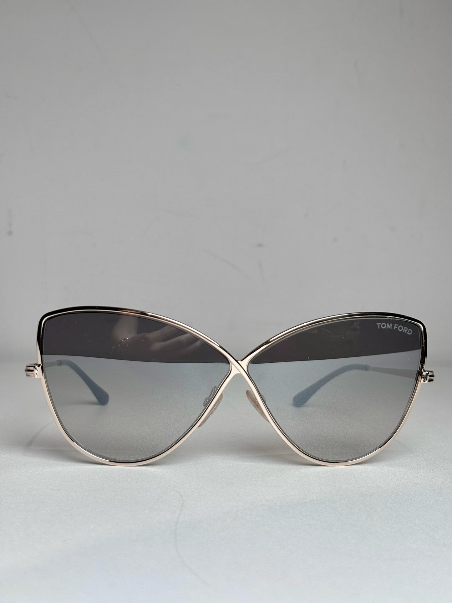 Tom Ford TF569 Rose Gold Elise Women's Pre-owned Silver Metal Sunglasses