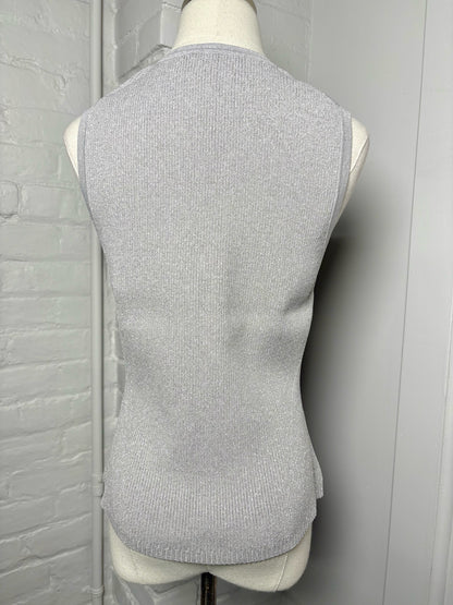 Women Size L Veronica Beard Silver Sparkle Sweater Vest