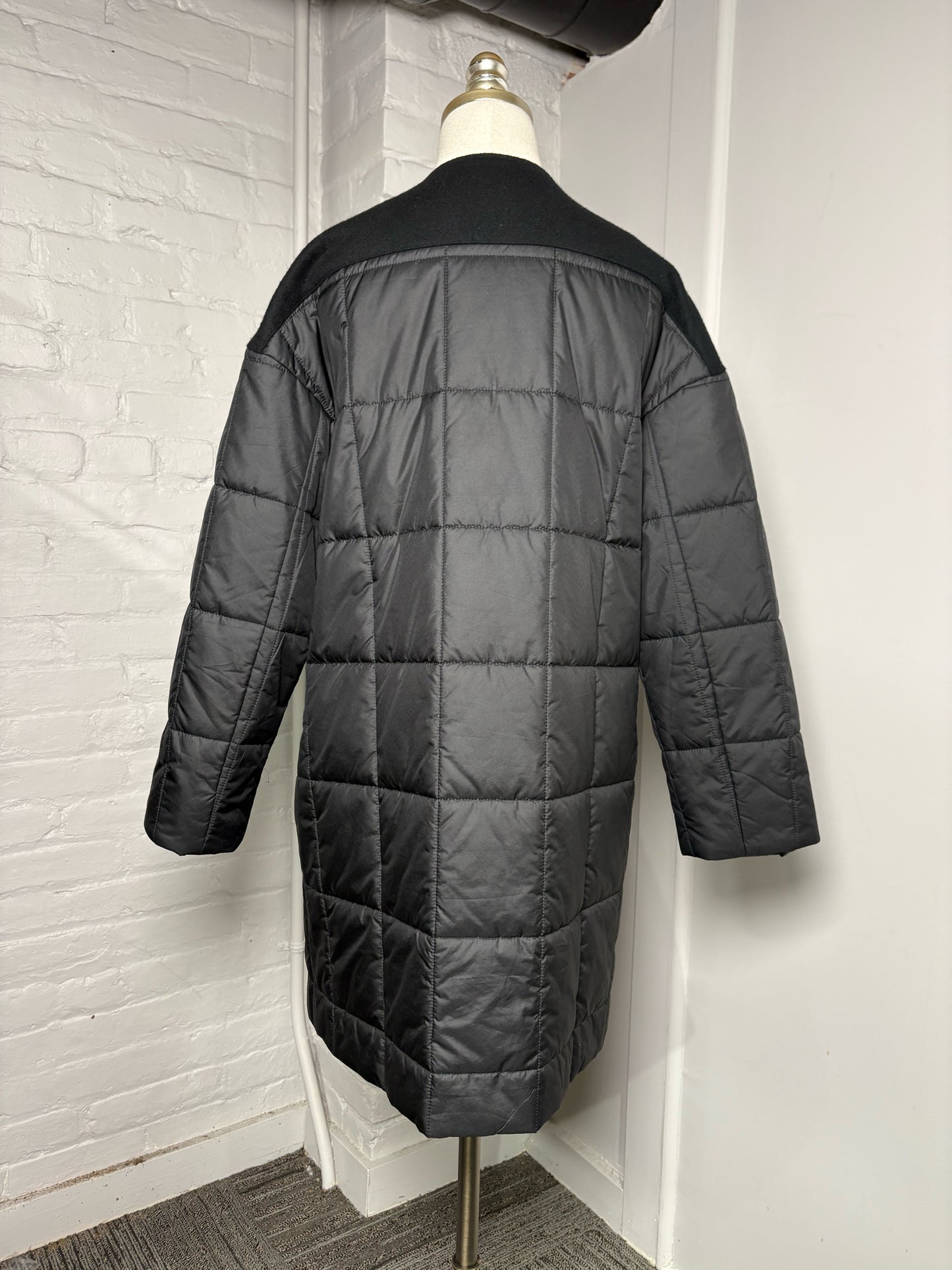Women Size 36 Heliopole Black Quilted Polyblend Coat