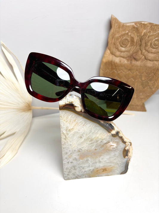Balenciaga Brown Tortoiseshell Sunglasses w/Logo Watermark Lenses