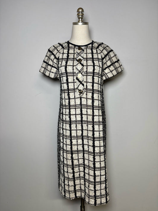 St. John Black, White Tweed A-line Dress