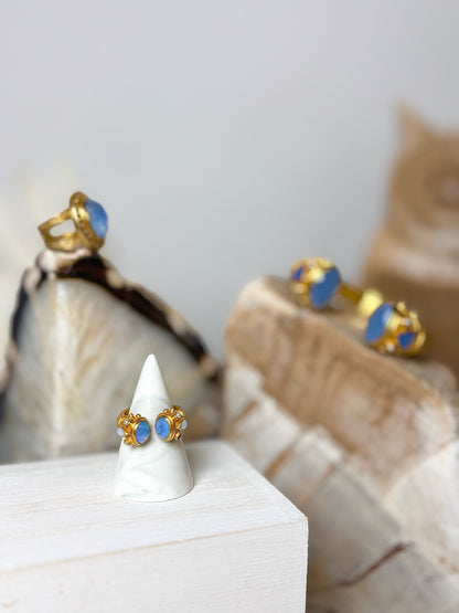 Gold Julie Vos Chalcedony Blue 7.5 Ring