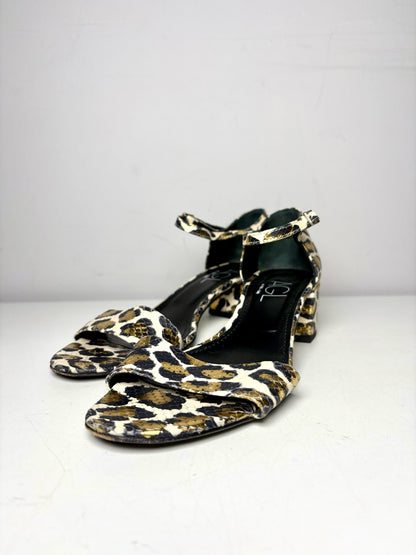 W Shoe Size 38 AGL Leopard Spots Metallic Sandal