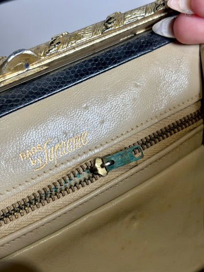 Bags by Supreme Solid Vintage Leather Pre-owned Black Evening Purse