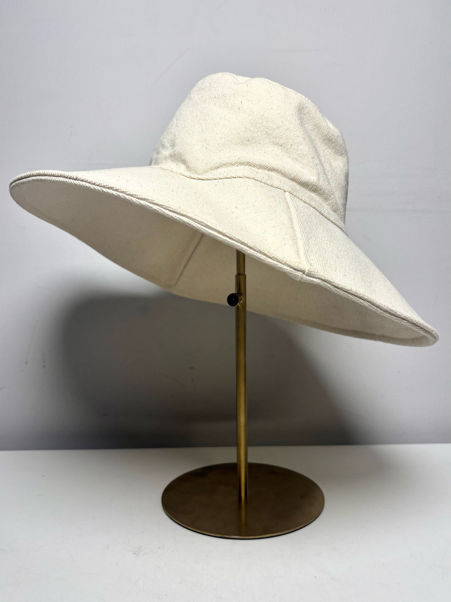 Women Small Jenni Kayne Cream Cotton Pre-Owned Floppy Wide Brim Hat