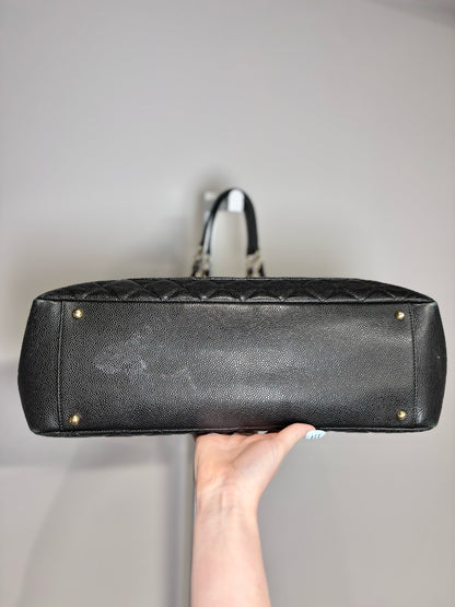 Women's Chanel Grand Shopping Tote XL Pre-owned Black Caviar Leather Large Purse