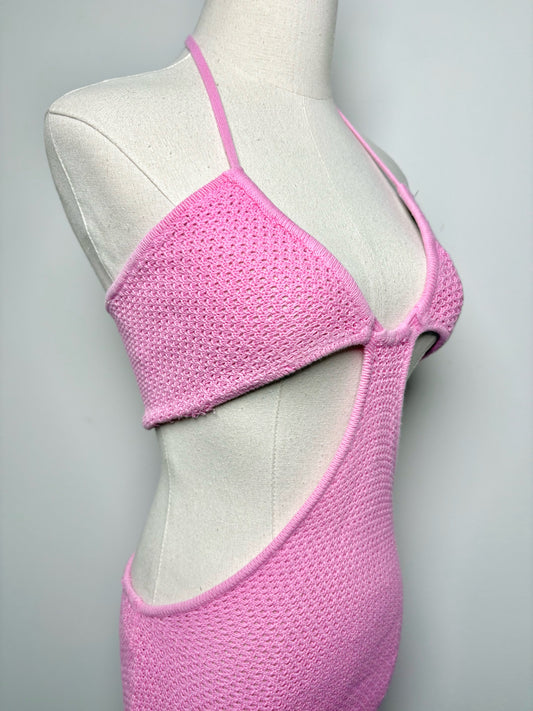 Women Size M Victor Glemaud Pink Knitted Cotton Dress
