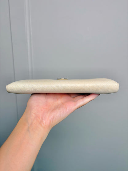 Salvatore Ferragamo Saffiano Leather Vintage Bone Gancini Wallet