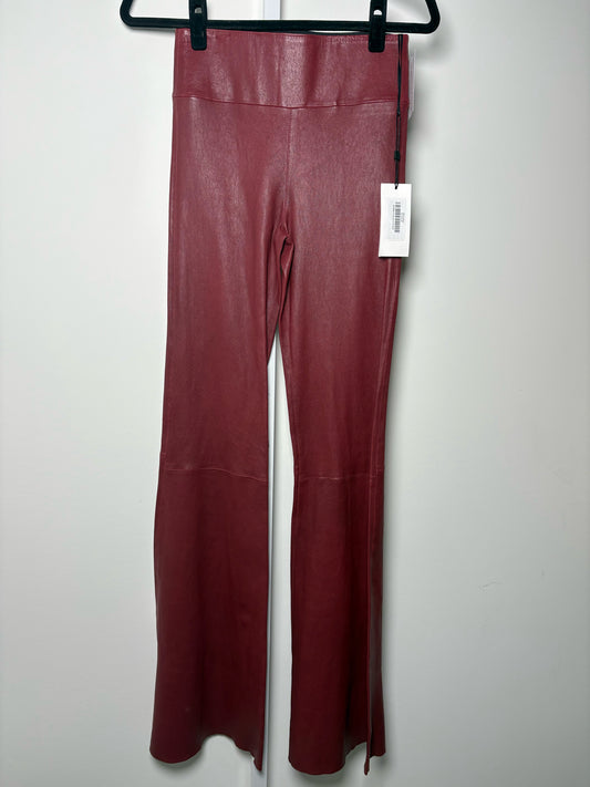 Women Size XS Sprwmn Burgundy Solid Cowhide Leather NWT Pants