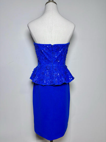 Women Size S Dress the Population Cobalt Blue Sequins Women's Dress