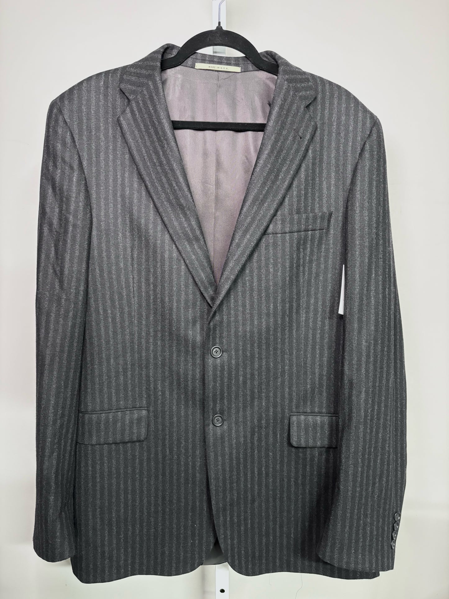 Burberry Black, Charcoal 100% Wool Striped Men's 42L Suit