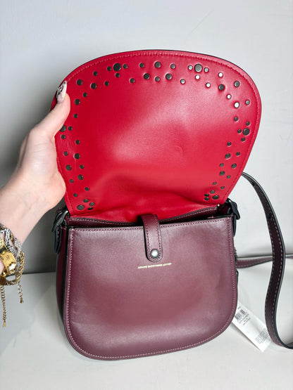 Women's Coach 20115 Pearls, Grommets Leather Pre-owned Bordeaux Saddle Bag
