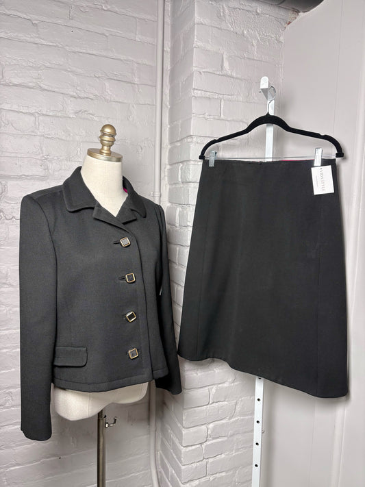 Women Size M (Estimate) Elizabeth Arden Black Solid Vintage Suit