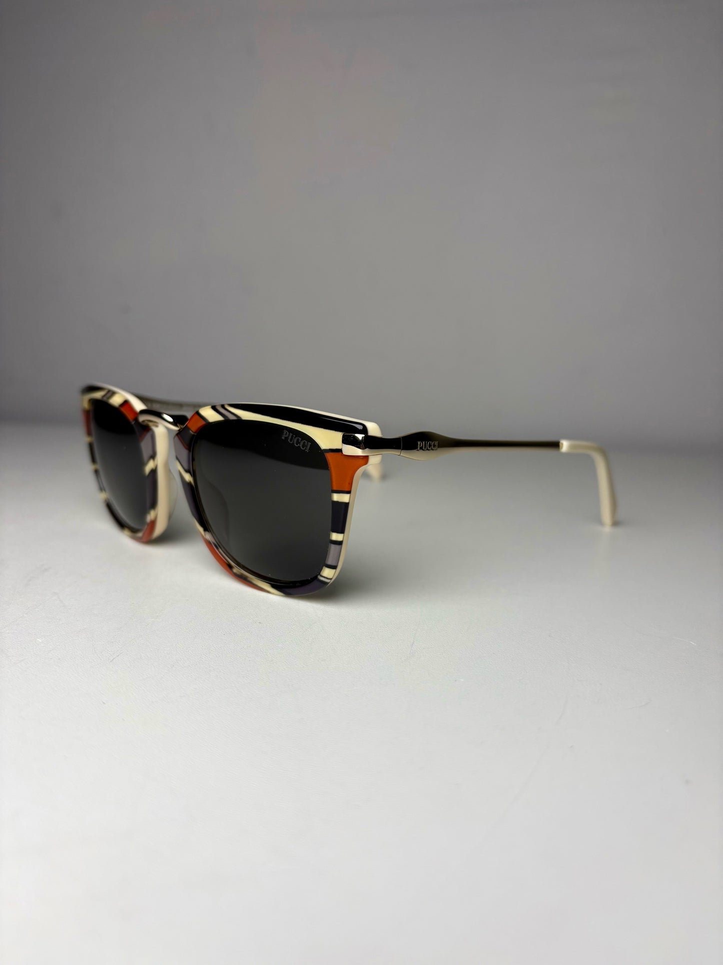 Women's Emilio Pucci EP 26 20A Terracotta Gray & Bone Pre-Owned Acetate Authentic Sunglasses