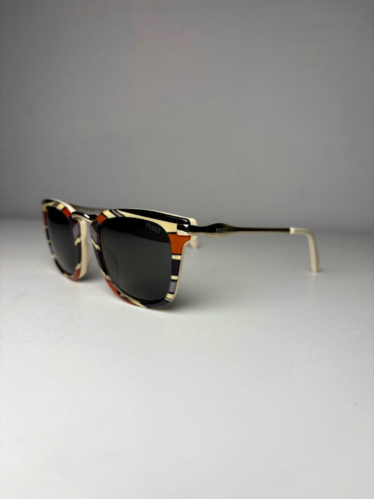 Women's Emilio Pucci EP 26 20A Terracotta Gray & Bone Pre-Owned Acetate Authentic Sunglasses