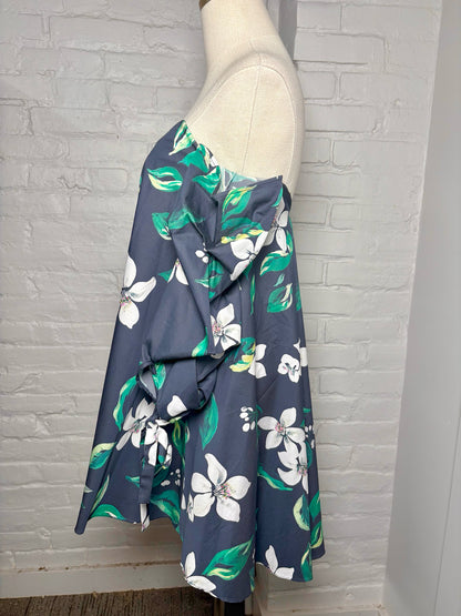 Women Size XS Caroline Constas for Intermix Blue Floral Cotton Mini Dress