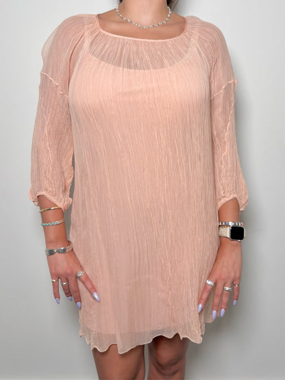 Women Size M Noon by Noor Peach Solid Polyester Dress