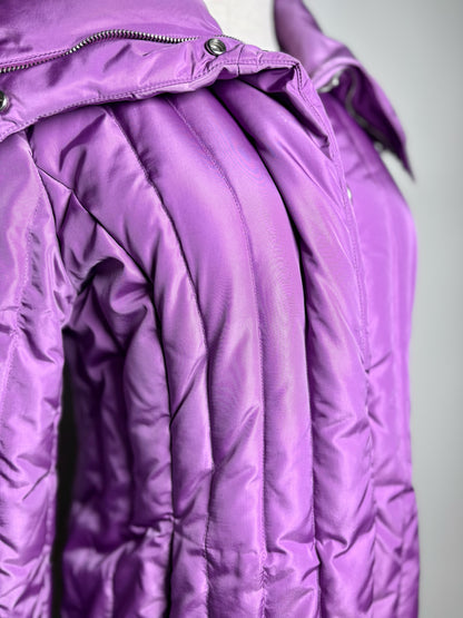 Women Size 6 Post Card Purple Puffer Down-Filled Coat