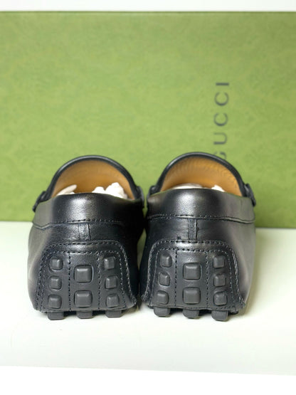 Gucci Black Leather Solid Mens Shoe Size 7.5 Men's Loafers