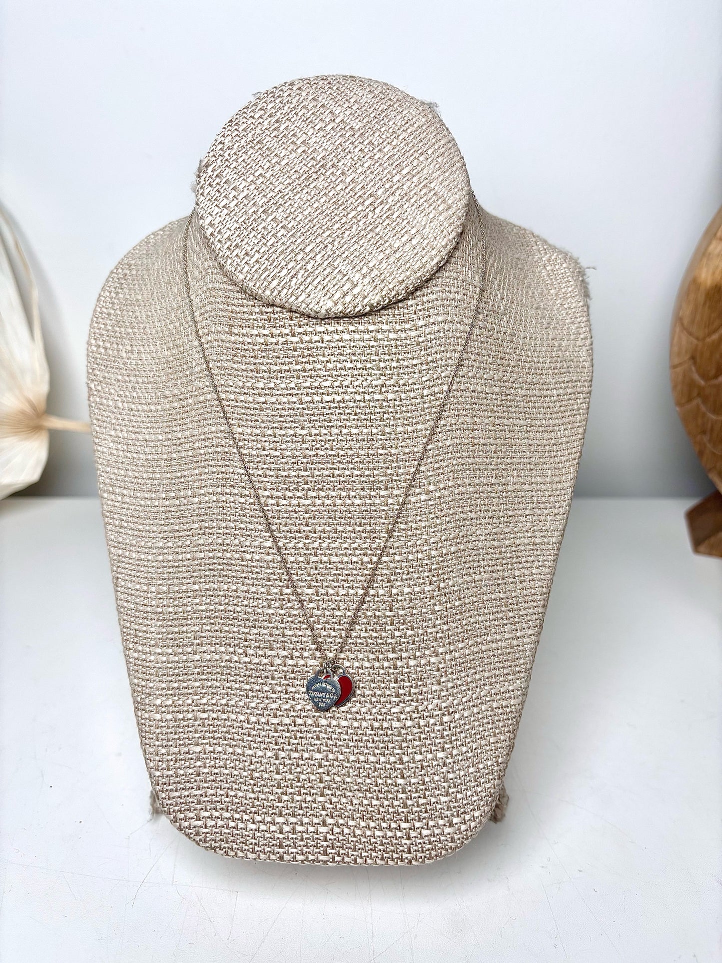 Tiffany & Co. Sterling Silver Red Heart Pendant Necklace