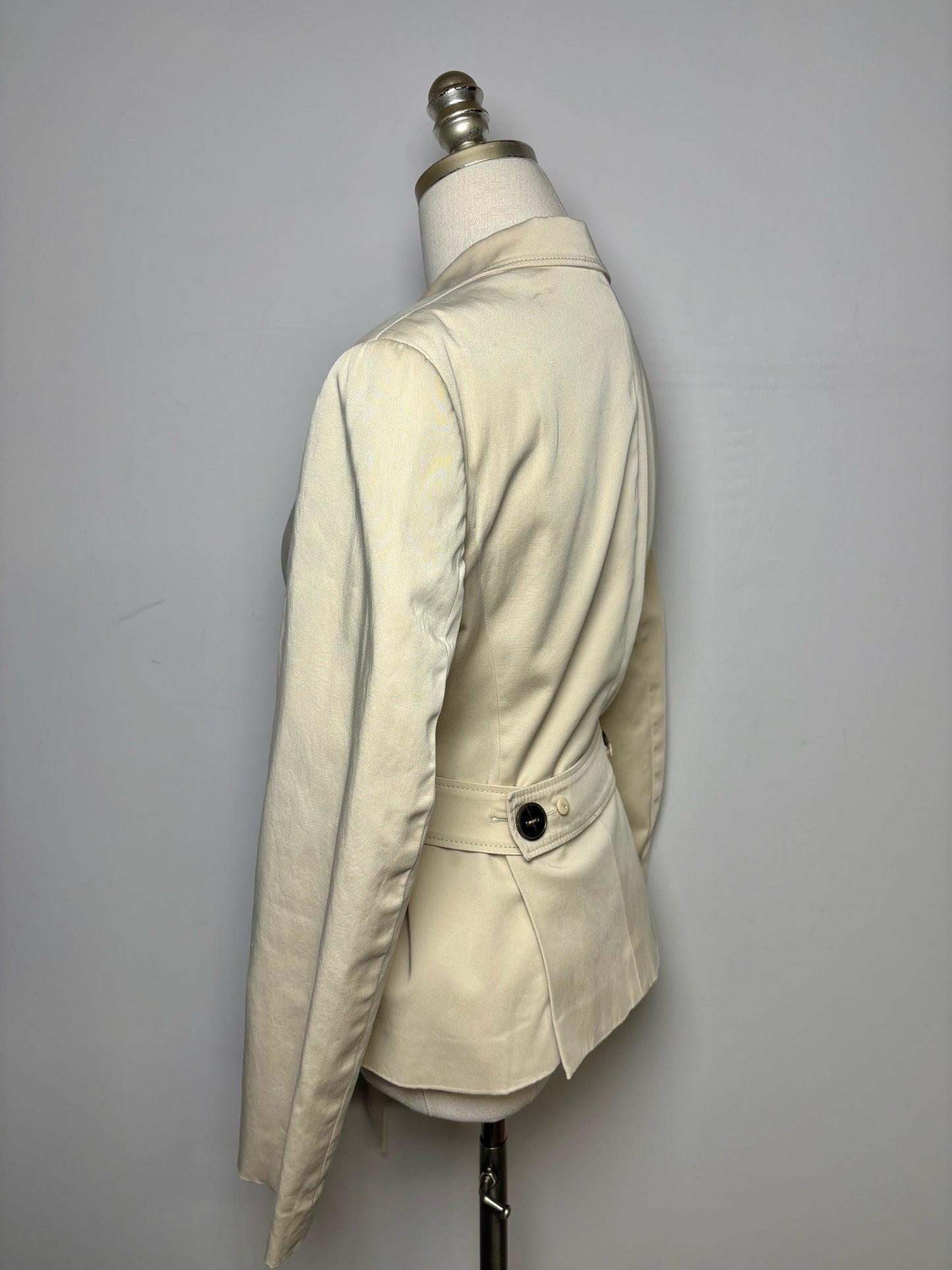 Women's Size 40 Escada Cream Stitching Detail Belted Blzaer Pre-owned