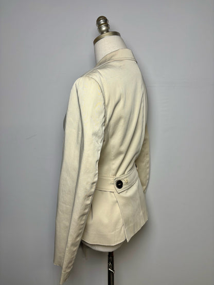 Women's Size 40 Escada Cream Stitching Detail Belted Blzaer Pre-owned