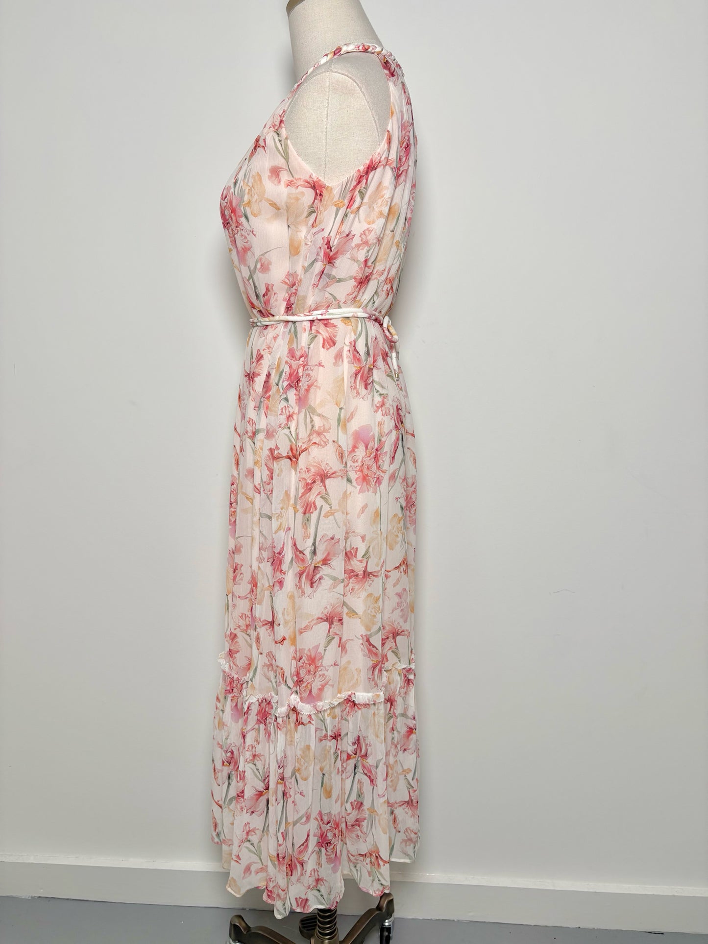 Women Size 2 Goelia White, pink, orange Floral Silk Dress