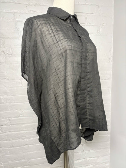 Women Size S Billy Reid Black Solid Cotton Shirt